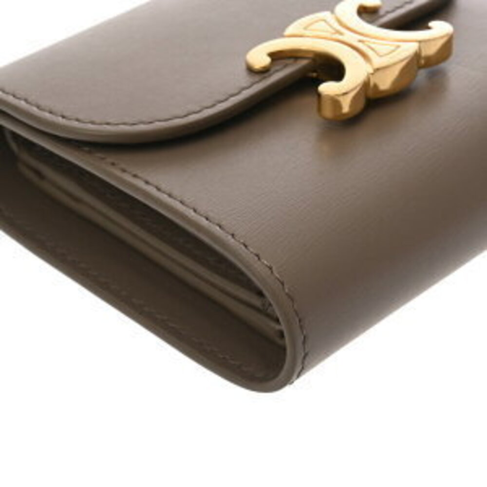 Celine Trifold Triomphe Shiny Calfskin Pebble Wallet Leather - Picture 4 of 10